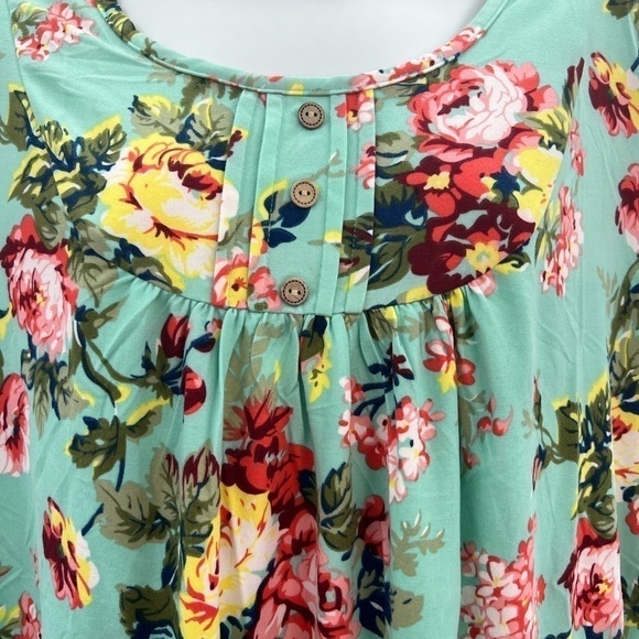 CPOKRTWSO Women's Plus Size Short Sleeve Tunic Top Floral Henley shirt Casual Bl - Picture 4 of 8